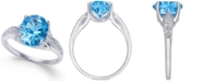 Macy's Blue Topaz (3 ct. t.w.) and Diamond Accent Ring in 14k White Gold
